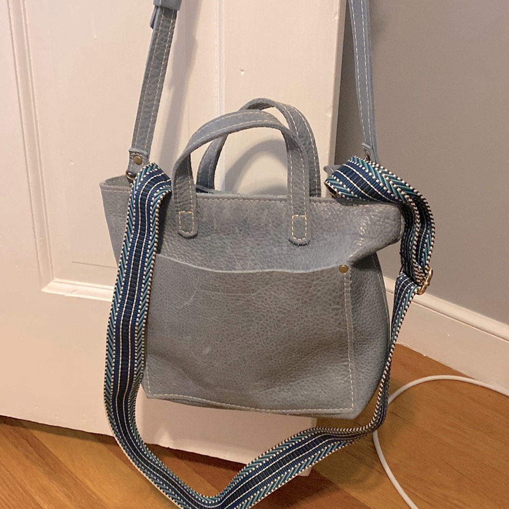 Portland Leather Goods mini crossbody & matching zip wallet! “blue steel”